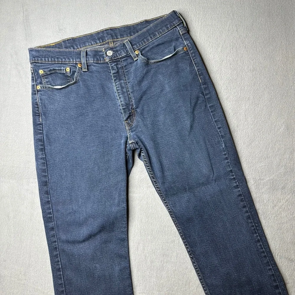 Levis 514 Straight Fit Mens 38x30 Dark Wash‎ Blue Stretch Denim Jeans 00514-1283